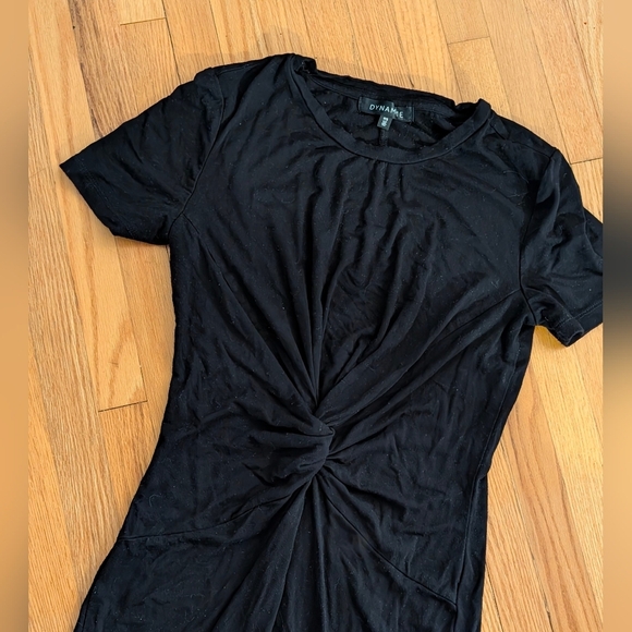 Dynamite Elegant Black Twist Midi Dress - Picture 2 of 4